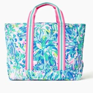 Lilly Pulitzer Blue and Pink Tropical Tote Bag